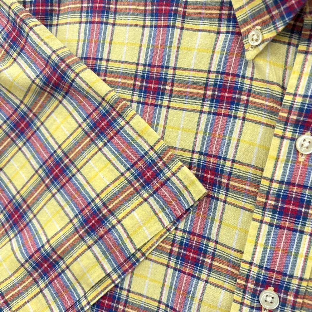 Polo Ralph Lauren Shirt Mens Medium Yellow Red Plaid Button Down‎ Tartan Blake